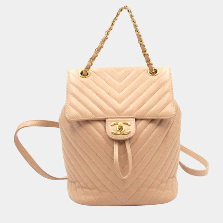 Chanel Beige Chevron Calfskin Urban Spirit Backpack Chanel TLC