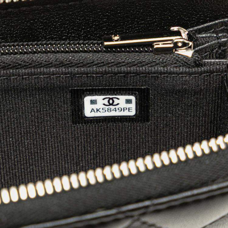 Pre Owned Chanel Black Quilted Lambskin CC Crystal Coin Pouch