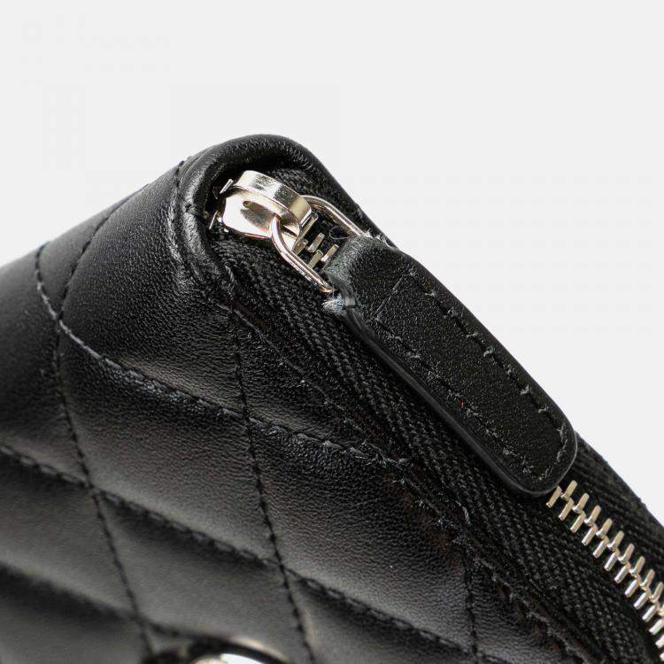 Pre Owned Chanel Black Quilted Lambskin CC Crystal Coin Pouch