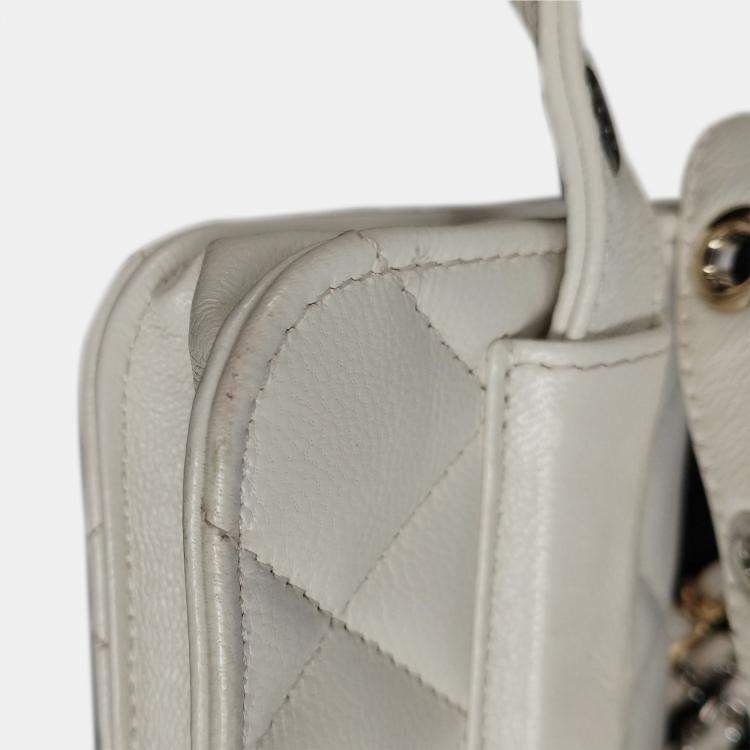 Pre Owned Chanel White Lambskin Leather Punk Chain Belt Bag