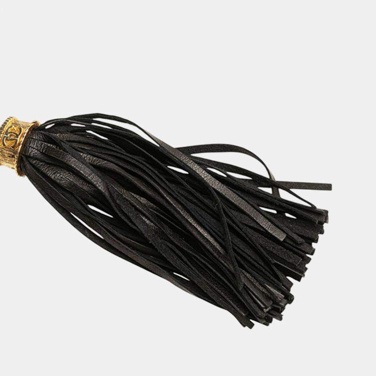 Pre Owned Chanel Black Quilted Lambskin Tassel Pouch