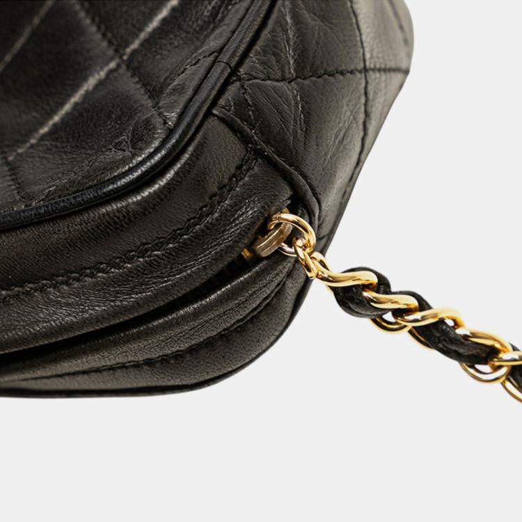 Pre Owned Chanel Black Quilted Lambskin Tassel Pouch
