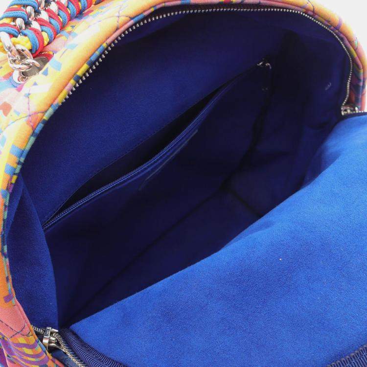 Pre Owned Quilted Printed Foulard Nylon Backpack