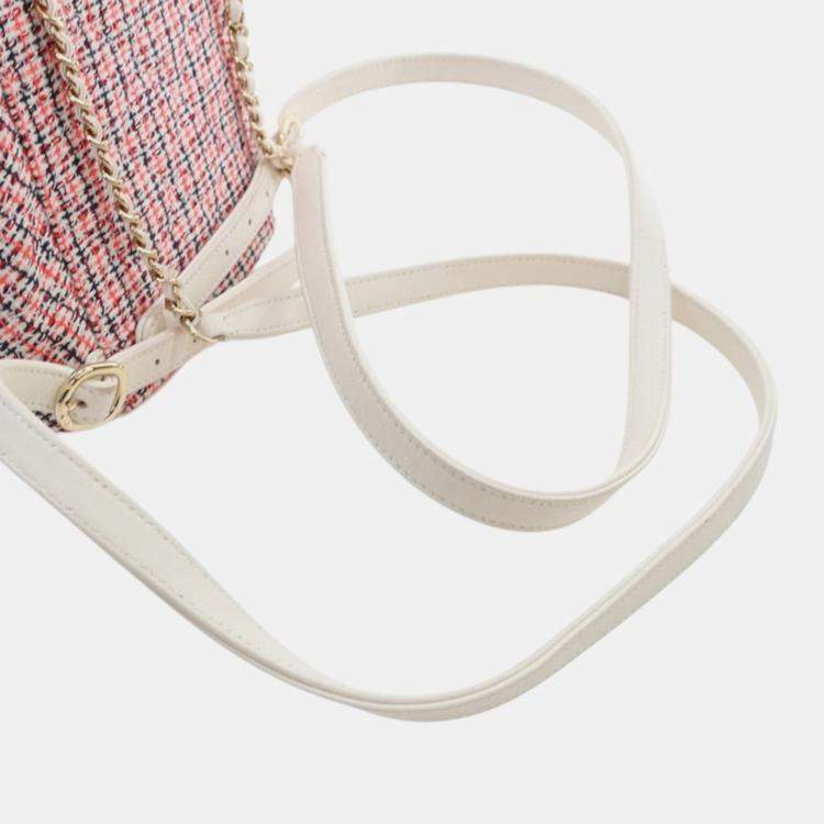 Pre Owned Chanel CC Mania Tweed Lambskin Leather Backpack