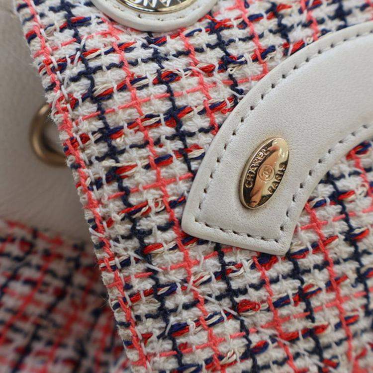 Pre Owned Chanel CC Mania Tweed Lambskin Leather Backpack