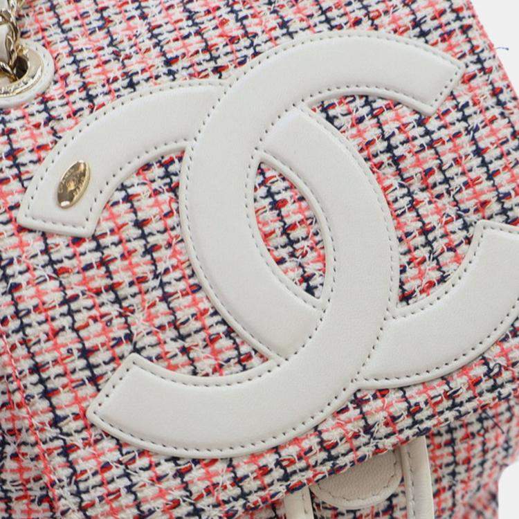 Pre Owned Chanel CC Mania Tweed Lambskin Leather Backpack
