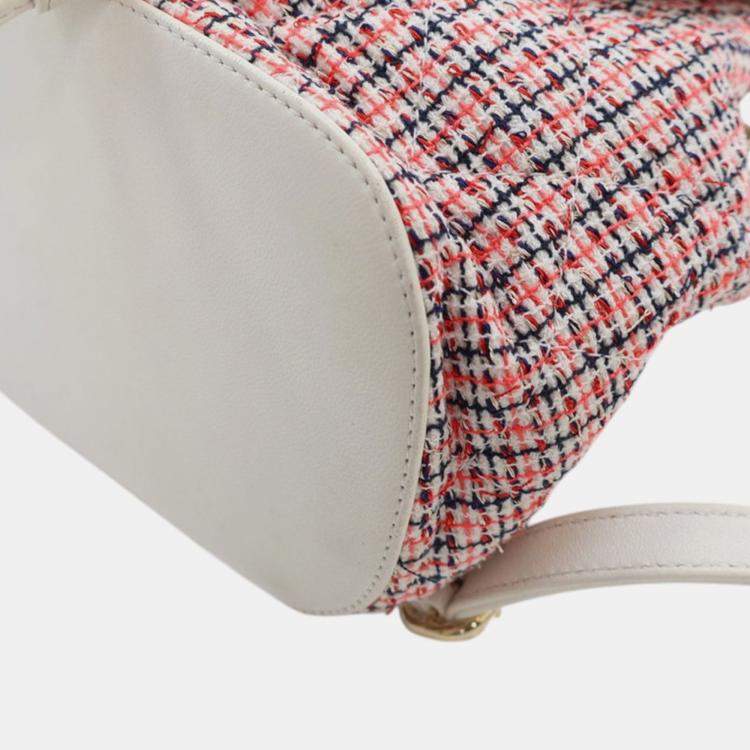 Pre Owned Chanel CC Mania Tweed Lambskin Leather Backpack