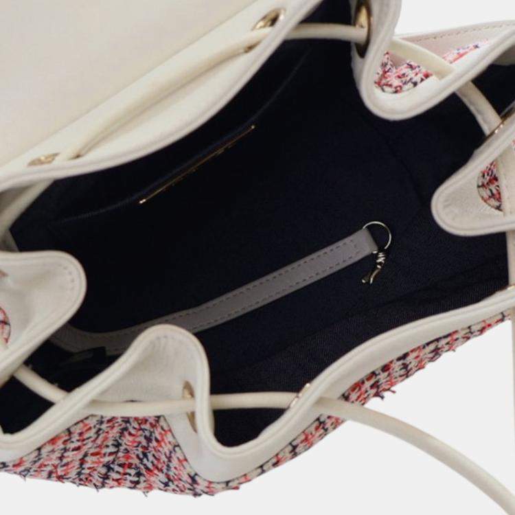 Pre Owned Chanel CC Mania Tweed Lambskin Leather Backpack