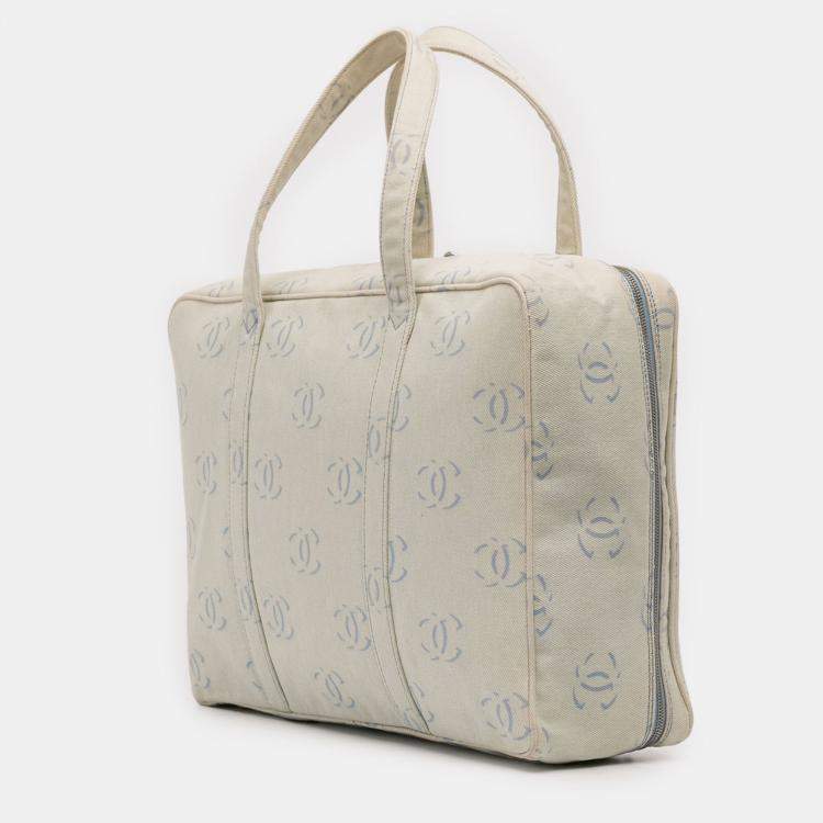 Pre Owned Chanel Blue CC Denim Travel Bag