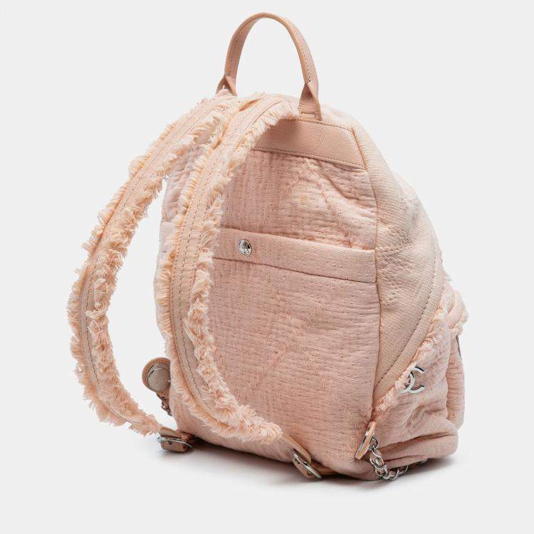Pre Owned Chanel Quilted Canvas Front Pocket Fringe Backpack