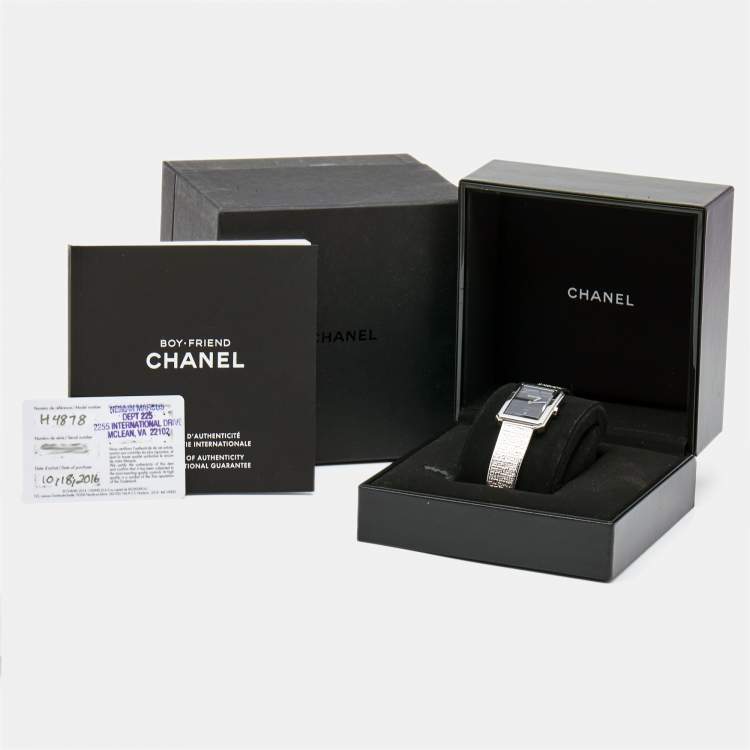 Pre Owned Chanel Blck Stainless Steel Boy-Friend Tweed H4878 Women's Wristwatch 26.70 mm