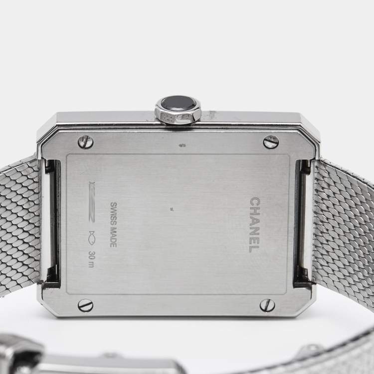 Pre Owned Chanel Blck Stainless Steel Boy-Friend Tweed H4878 Women's Wristwatch 26.70 mm