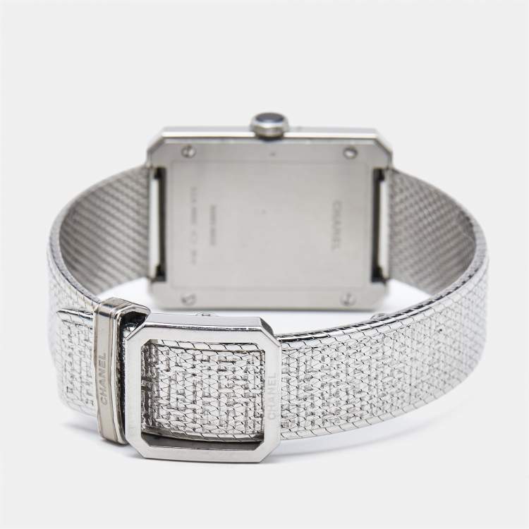Pre Owned Chanel Blck Stainless Steel Boy-Friend Tweed H4878 Women's Wristwatch 26.70 mm