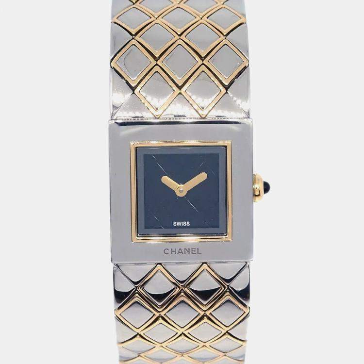 Chanel Stainless Steel 18K Yellow Gold Matelasse Quartz Watch 18 mm