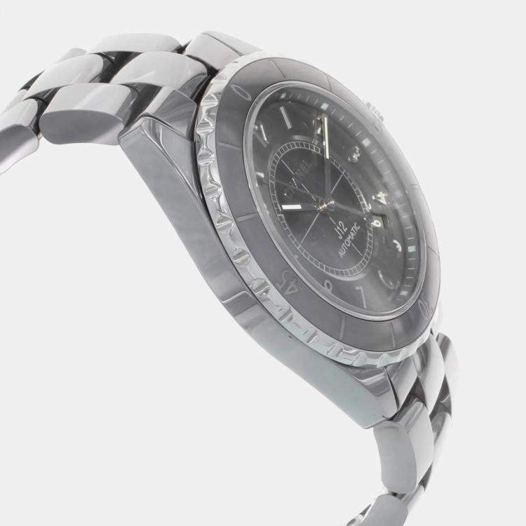 Pre Owned Chanel J12 H2934 Chromatic Gray Arabic Dial Ceramic Steel Automatic Unisex Watch 41 mm