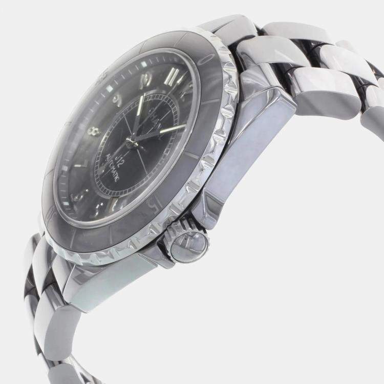 Pre Owned Chanel J12 H2934 Chromatic Gray Arabic Dial Ceramic Steel Automatic Unisex Watch 41 mm