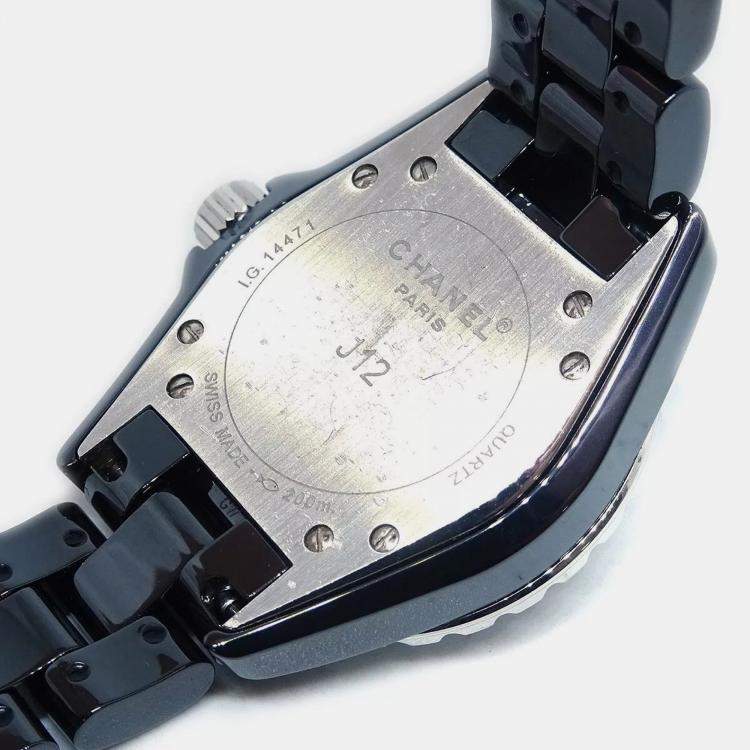Pre Owned Chanel Black Stainless Steel Ceramic J12 H1634 Quartz Women's Wristwatch 33 mm