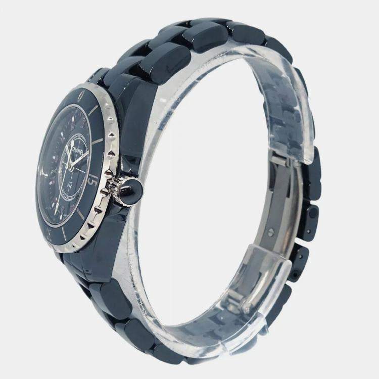 Pre Owned Chanel Black Stainless Steel Ceramic J12 H1634 Quartz Women's Wristwatch 33 mm