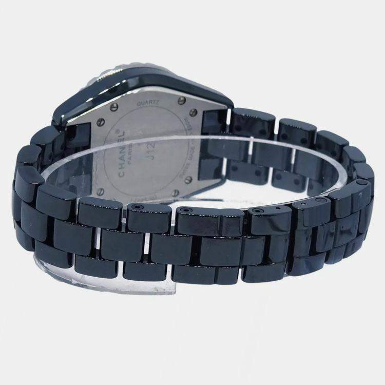 Pre Owned Chanel Black Stainless Steel Ceramic J12 H1634 Quartz Women's Wristwatch 33 mm