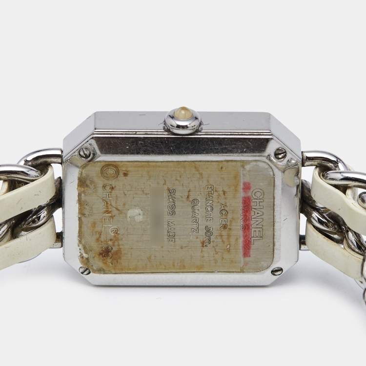Pre Owned Chanel Mother of Pearl Stainless Steel Leather Premiere H1639 Women's Wristwatch 20mm 
