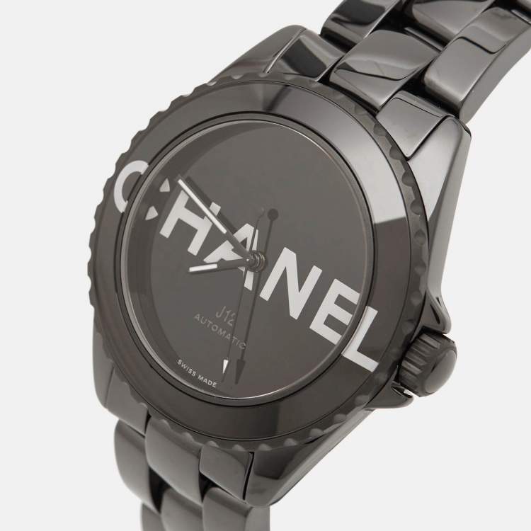 Pre Owned Chanel Black Ceramic Stainless Steel J12 Wanted De Chanel H7418 Women's Wristwatch 38 mm