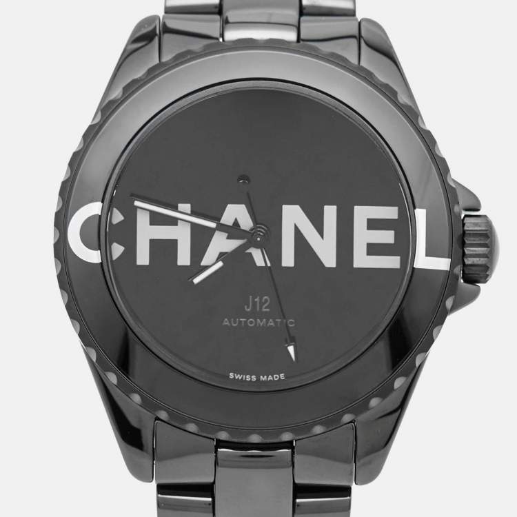 Pre Owned Chanel Black Ceramic Stainless Steel J12 Wanted De Chanel H7418 Women's Wristwatch 38 mm