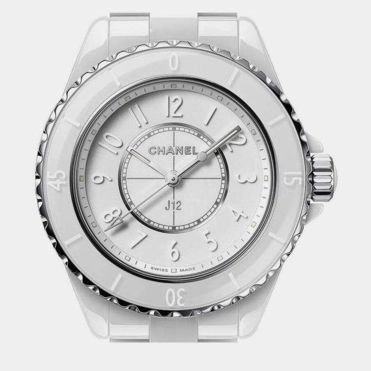 Pre Owned Chanel White Ceramic J12 H6345 Quartz Women's Wristwatch 33 mm