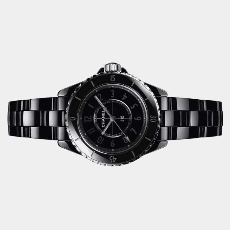 Pre Owned Chanel Black Ceramic Stainless Steel J12 H6346 Quartz Women's Wristwatch 33 mm