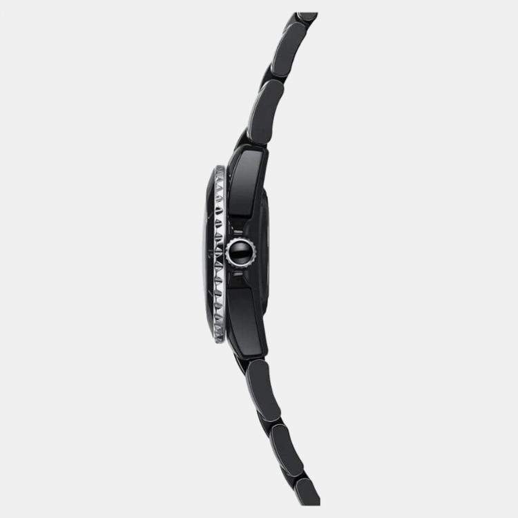 Pre Owned Chanel Black Ceramic Stainless Steel J12 H6346 Quartz Women's Wristwatch 33 mm