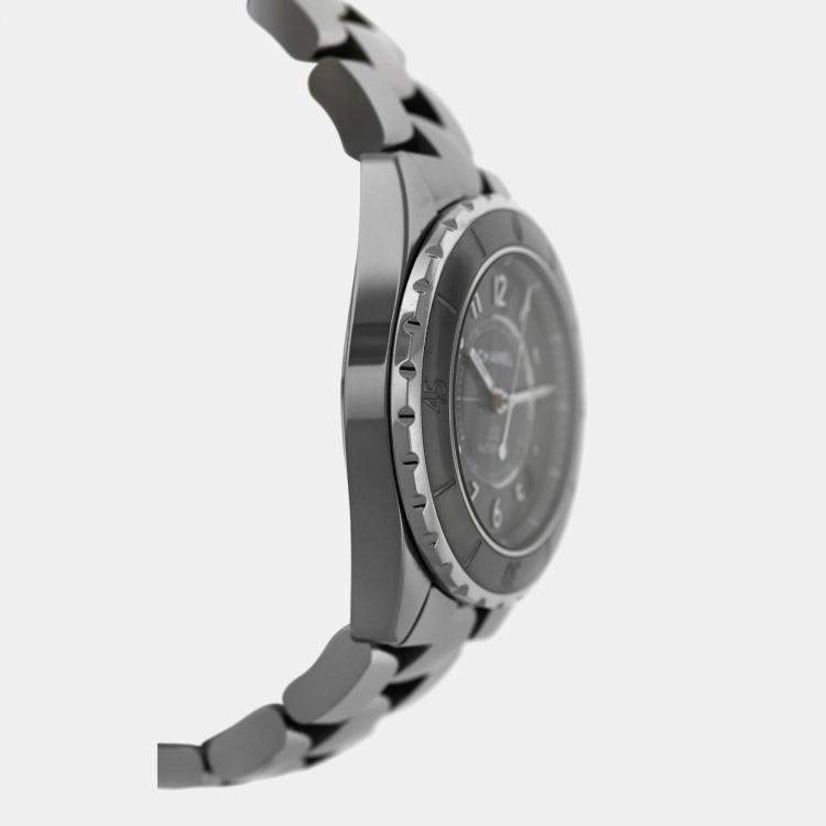 Pre Owned Chanel Grey Stainless Steel Ceramic J12 H2979 Automatic Women's Wristwatch 38 mm