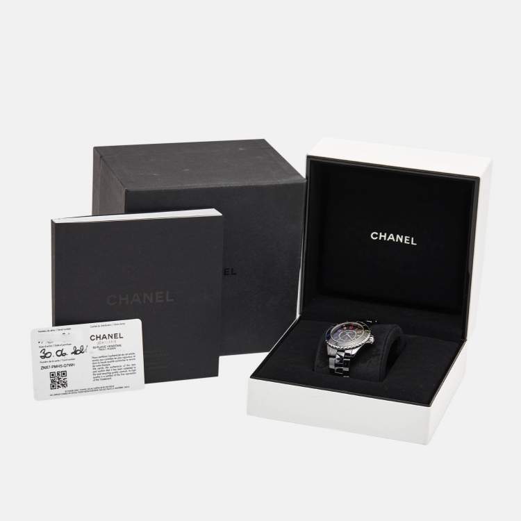Pre Owned Chanel Black Ceramic Stainless Steel J12 Electro H7121 Limited To 1255 Women's Wristwatch 33 mm