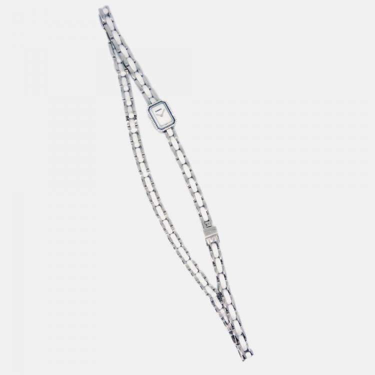 Pre Owned Chanel Premiere Triple Bracelet H3059 Quartz Watch Ceramic SS Diamond 15 x 20 mm