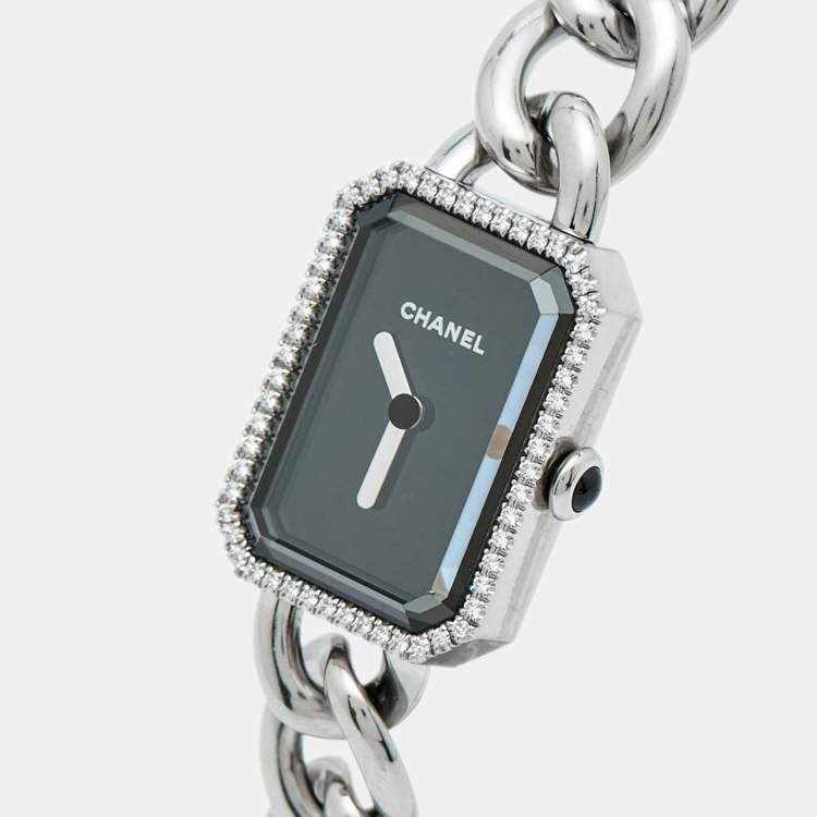 Pre Owned Chanel Black Stainless Steel Diamond Premiere H3252 Women's Wristwatch 15.80 mm