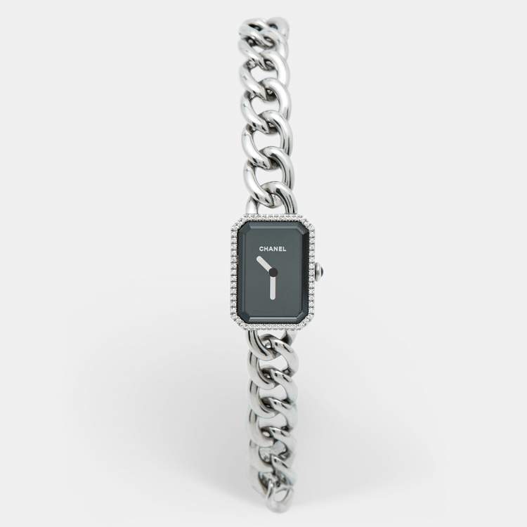 Pre Owned Chanel Black Stainless Steel Diamond Premiere H3252 Women's Wristwatch 15.80 mm
