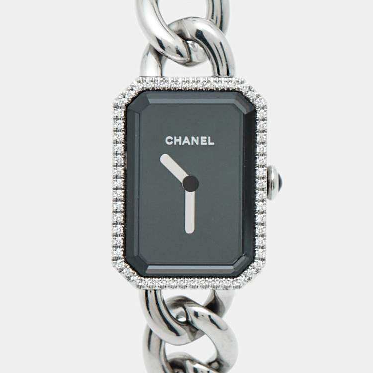 Pre Owned Chanel Black Stainless Steel Diamond Premiere H3252 Women's Wristwatch 15.80 mm