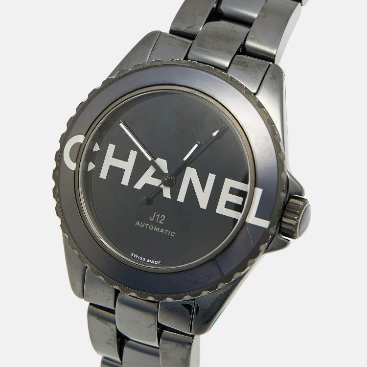 Pre Owned Chanel Black Ceramic Stainless Steel J12 Wanted De Chanel H7418 Women's Wristwatch 38 mm