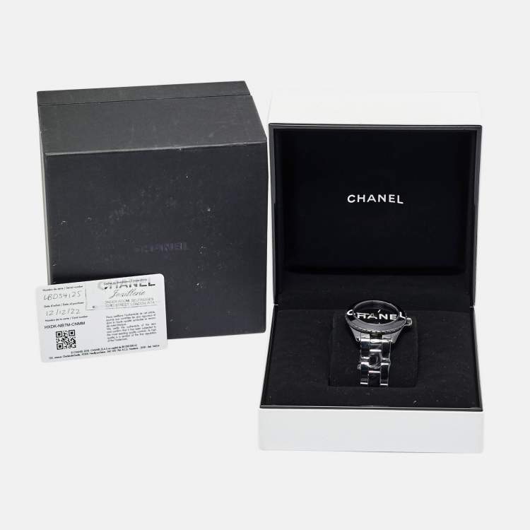 Pre Owned Chanel Black Ceramic Stainless Steel J12 Wanted De Chanel H7418 Women's Wristwatch 38 mm