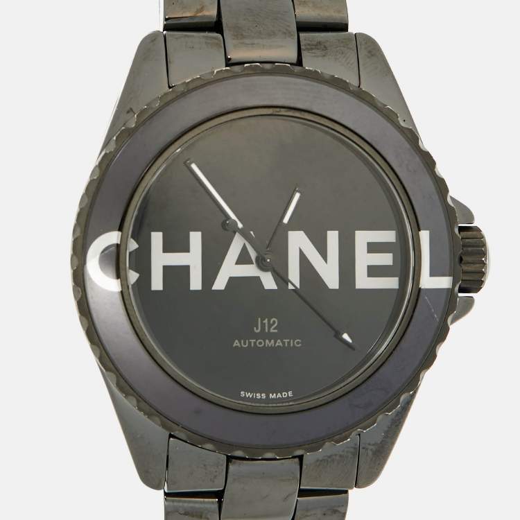 Pre Owned Chanel Black Ceramic Stainless Steel J12 Wanted De Chanel H7418 Women's Wristwatch 38 mm