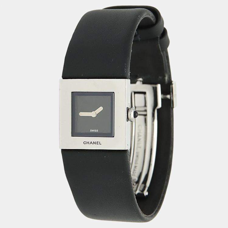 Pre Owned Chanel Matelasse Quartz Black Stainless Steel Women's Wristwatch 19 mm