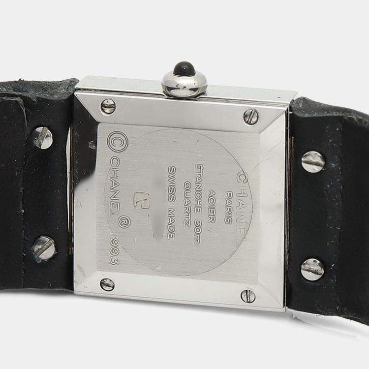 Pre Owned Chanel Matelasse Quartz Black Stainless Steel Women's Wristwatch 19 mm