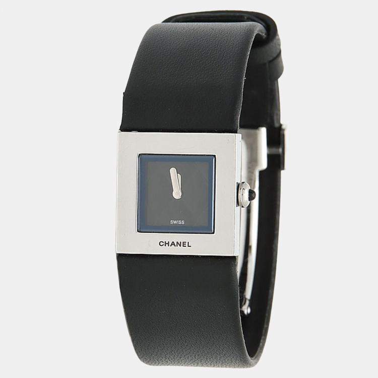 Pre Owned Chanel Matelasse Quartz Black Stainless Steel Women's Wristwatch 19 mm