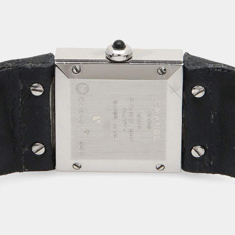 Pre Owned Chanel Matelasse Quartz Black Stainless Steel Women's Wristwatch 19 mm