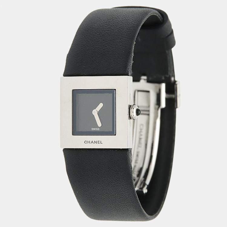 Pre Owned Chanel Matelasse Quartz Black Stainless Steel Women's Wristwatch 19 mm