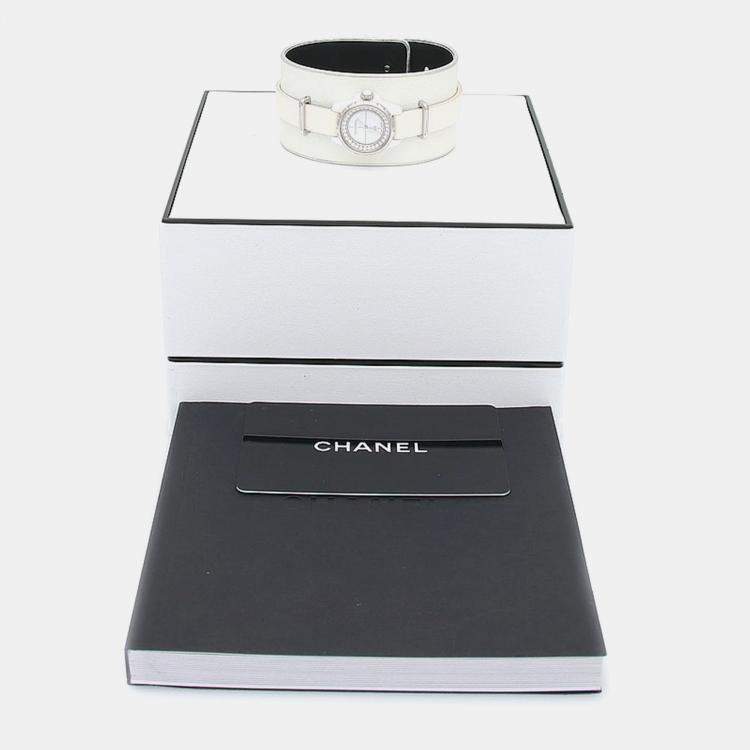 Pre Owned Chanel J12 Diamond H4664 Quartz Ceramic Stainless Steel Womens Wristwatch 20 mm