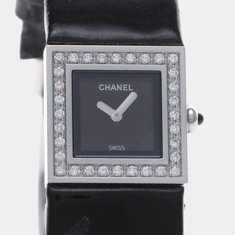 مملوكة مسبقًا Chanel Matelasse Diamond Quartz Stainless Steel Women's Wristwatch 19 mm