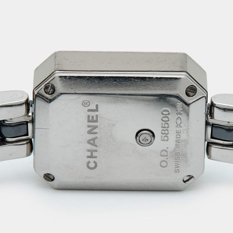 Pre Owned Chanel Premiere H3058 Black Dial Ceramic Stainless Steel Diamond Women's Wristwatch 15 mm