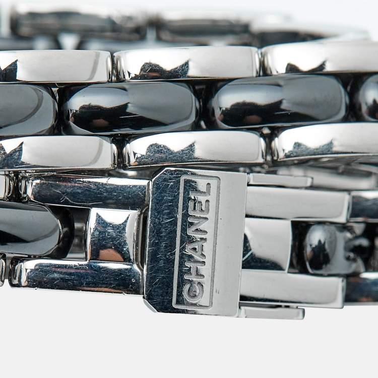 Pre Owned Chanel Premiere H3058 Black Dial Ceramic Stainless Steel Diamond Women's Wristwatch 15 mm