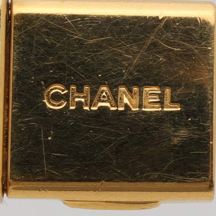 Pre Owned Chanel Black Gold Plated Stainless Steel Leather Premiere H6951 Women's Wristwatch 20 mm