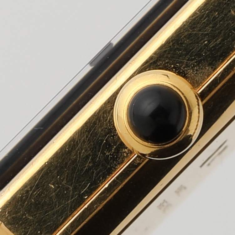 Pre Owned Chanel Black Gold Plated Stainless Steel Leather Premiere H6951 Women's Wristwatch 20 mm