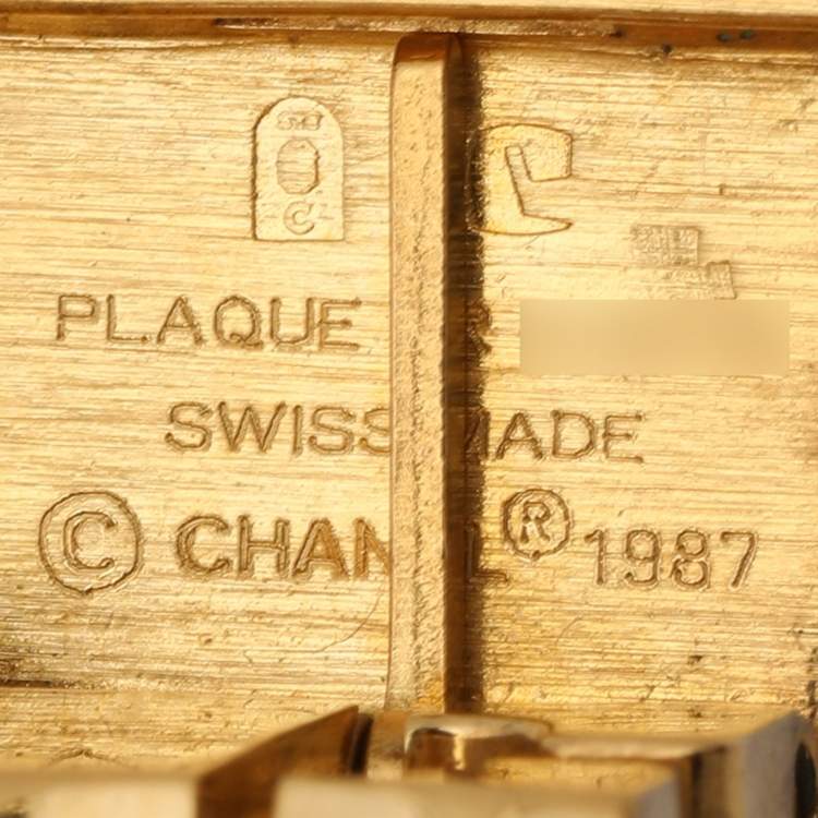 Pre Owned Chanel Black Gold Plated Stainless Steel Leather Premiere H6951 Women's Wristwatch 20 mm